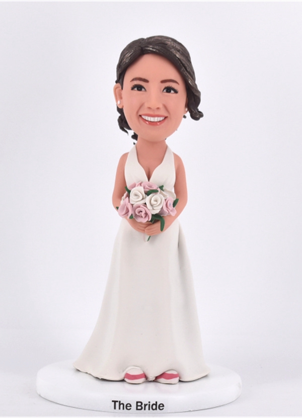 Custom Custom bride bobblehead holding bouquet