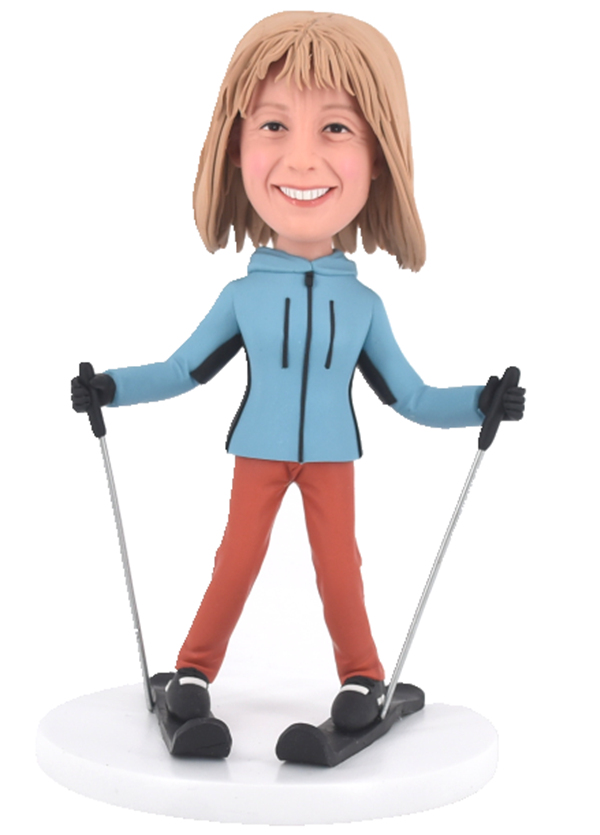 Custom Skiing Bobblehead Personalized Gifts for Lady