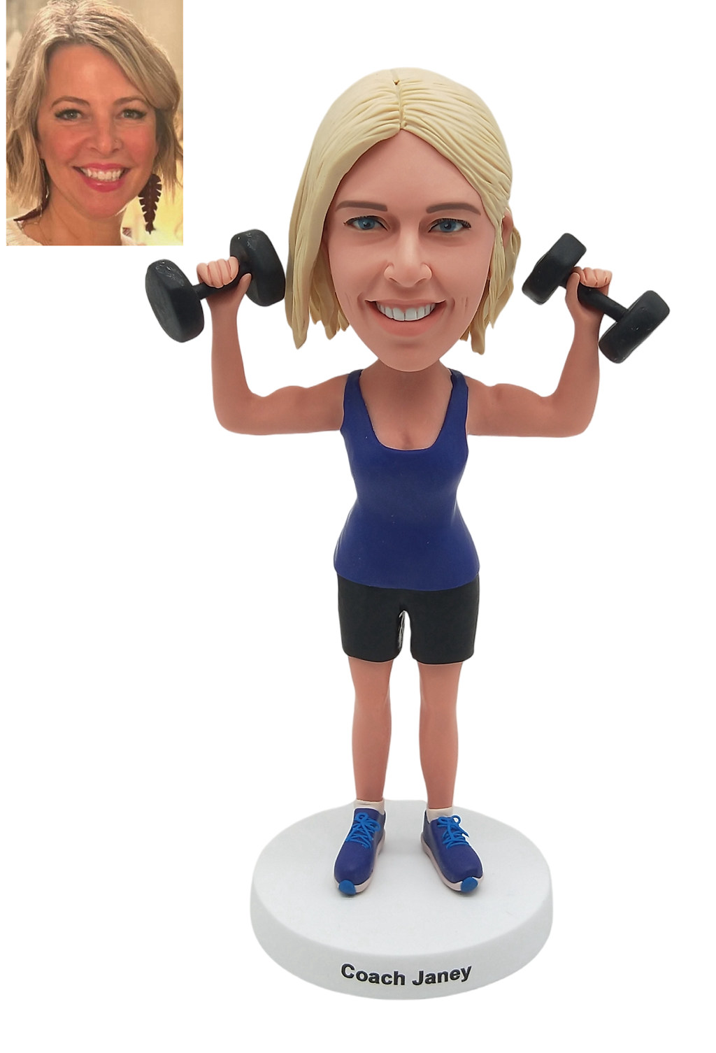 Custom Custom Bobblehead Fitness Coach With Dumbbells - Personalized Gym Gift For Her Custom Custom Bobblehead Fitness Coach With Dumbbells - Personalized Gym Gift For Her