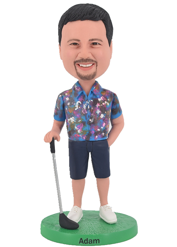 Custom Custom Bobbleheads Golfer Holding Golf Club Male Bobble heads Gifts For Golf fans