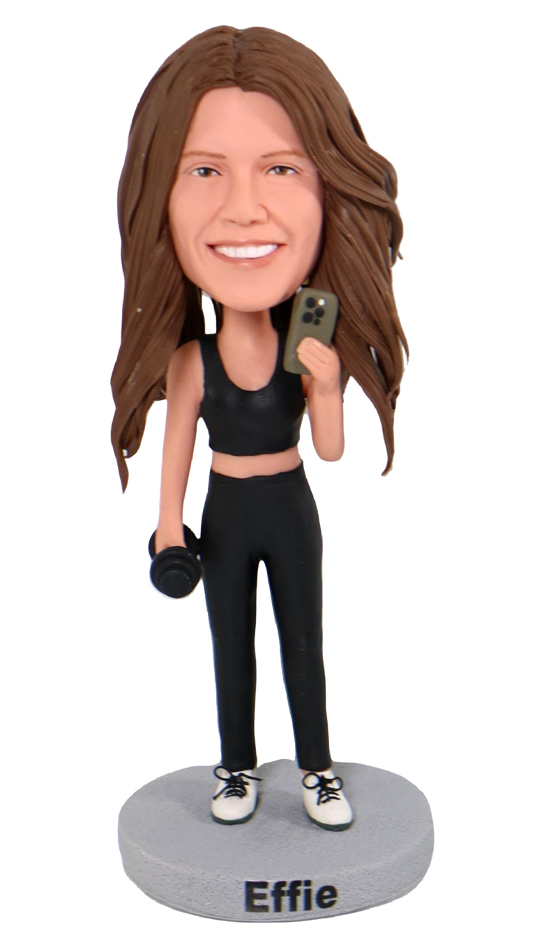 Custom Custom sports female bobblehead with dumbbell Custom Custom sports female bobblehead with dumbbell