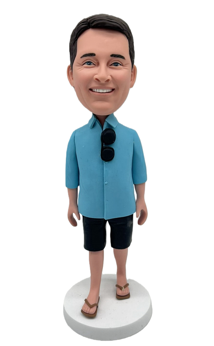 Custom Custom Beach Casual Man Bobblehead Personalized Vacation Figurine Gift Custom Custom Beach Casual Man Bobblehead Personalized Vacation Figurine Gift