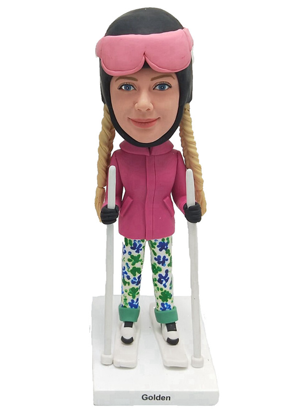 Custom Custom personalized bobblehead snow skiing Christmas gifts for office lady/Christmas gifts for mum