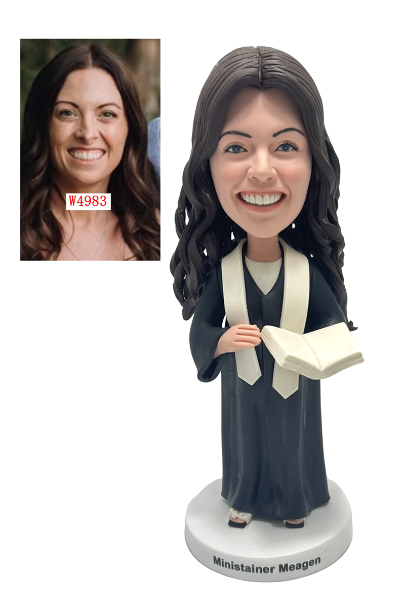Custom Custom wedding official bobblehead female pastor bubble head Custom Custom wedding official bobblehead female pastor bubble head