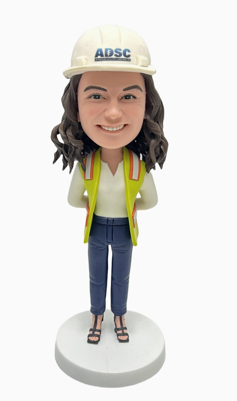 Custom Custom Female Engineer Bobblehead with Hard Hat and Reflective Vest Custom Custom Female Engineer Bobblehead with Hard Hat and Reflective Vest